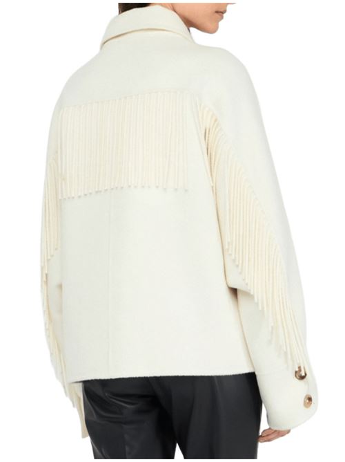Caban in panno di misto lana con frange, color burro LIU JO | CF5059-T462710608